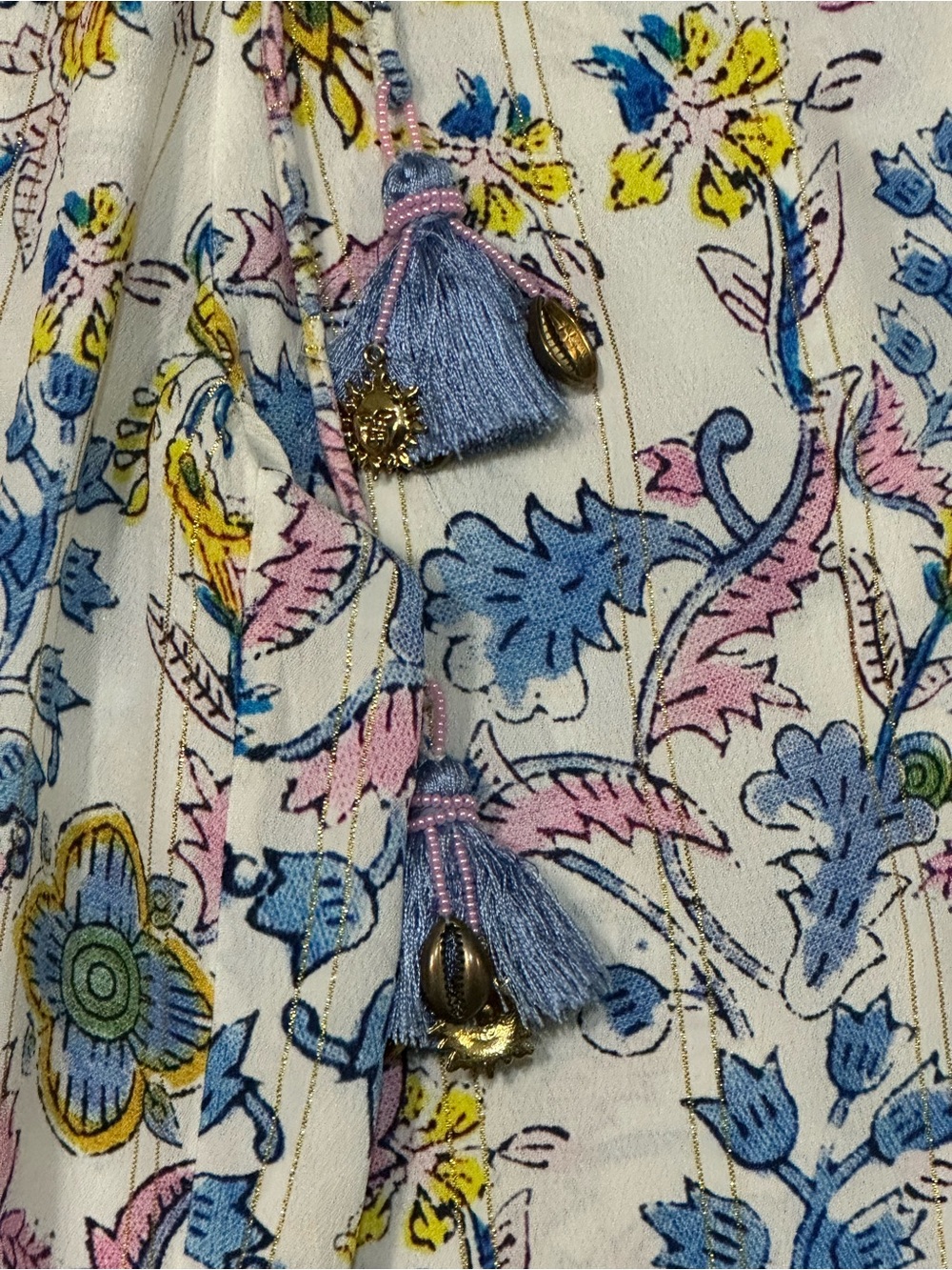 HEMANT & NANDITA White Floral Wide-Leg Pants S - Picture 9 of 10